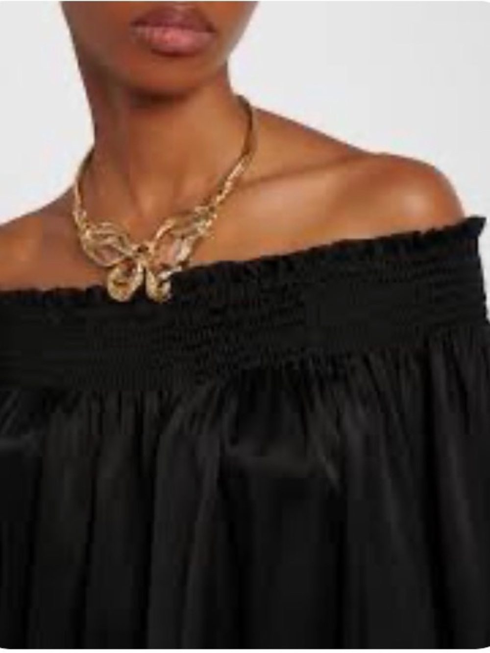 Ariella Black Off-Shoulder Smocked Neck Blouse-NWOT